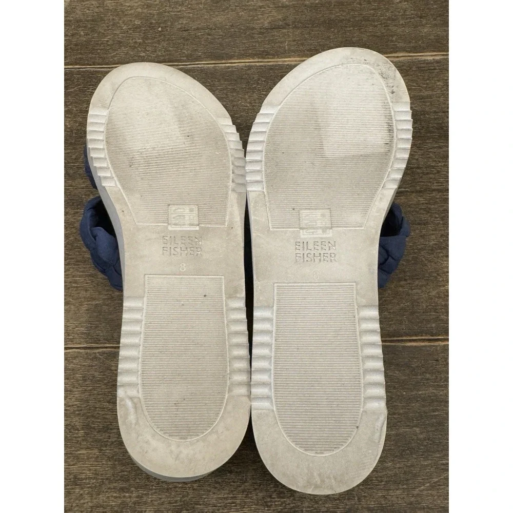Eileen Fisher Loop‎ Women's Wedge Sandal Blue Size 8 Slide Braided